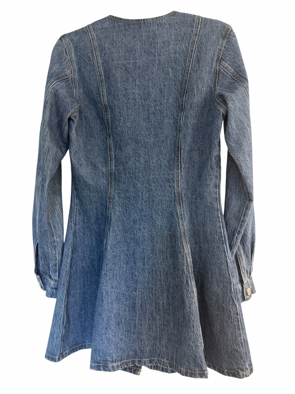 ✅ NWOT Blank NYC Denim V-Neck Button Front Long Sleeve Mini Dress size S - Picture 3 of 15